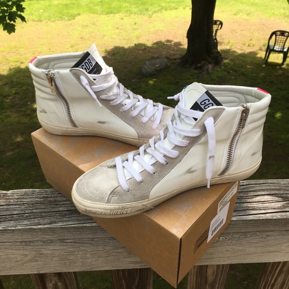 Golden Goose Slide Sneaker White Leather/Pink NIB - Picture 10 of 16